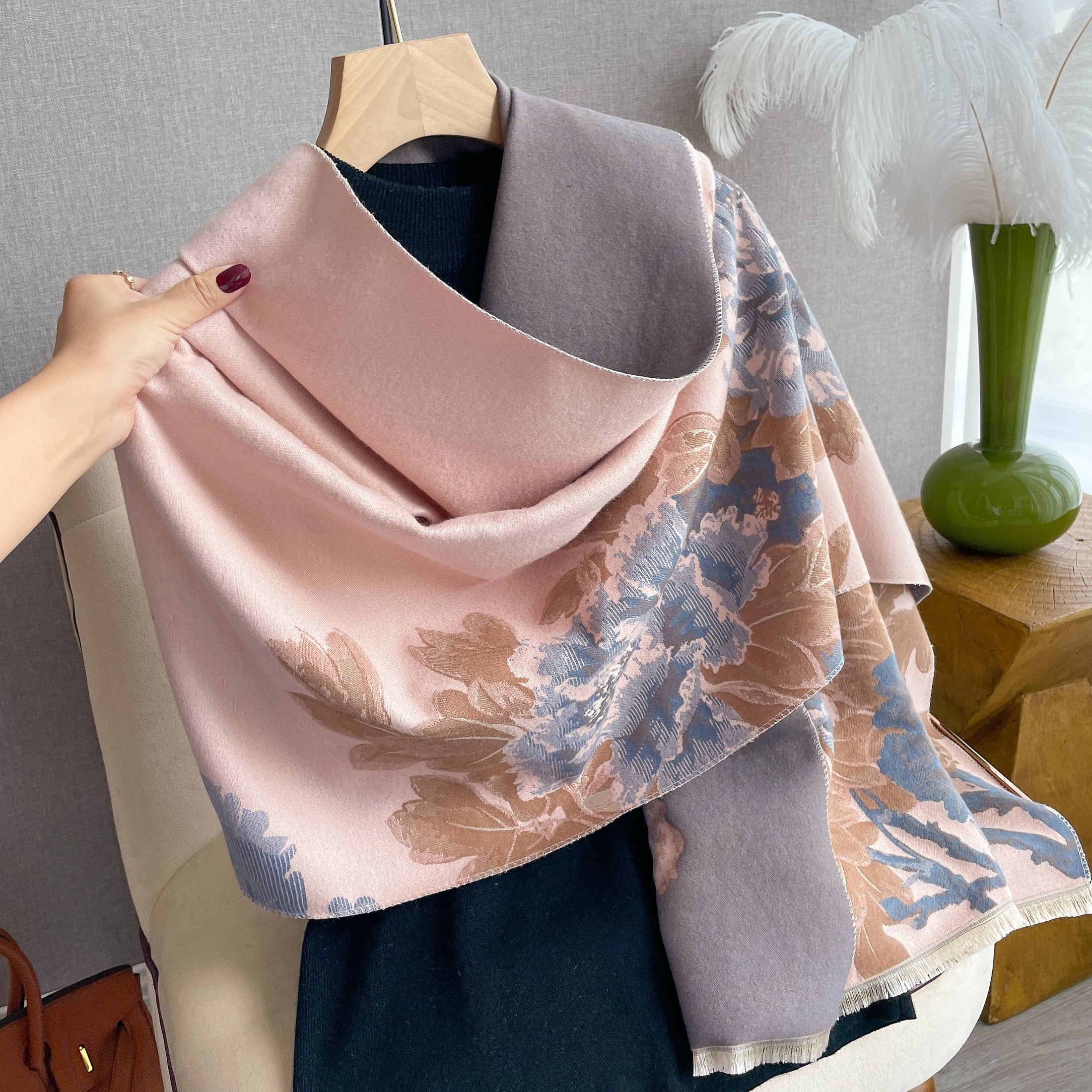 Pink / Blue Bloom Reversible Wrap