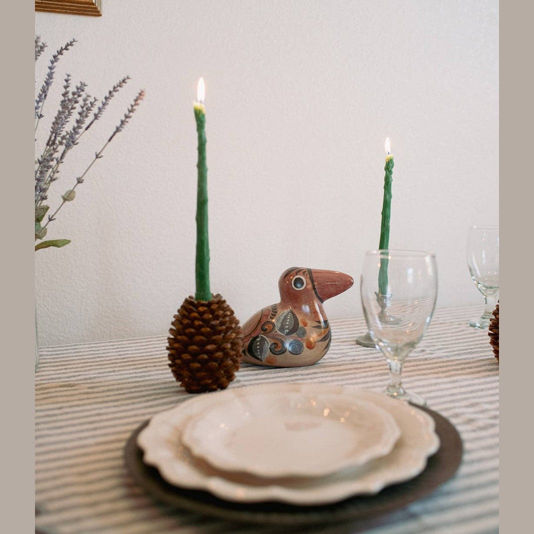 Asparagus Beeswax Candle Taper Pair