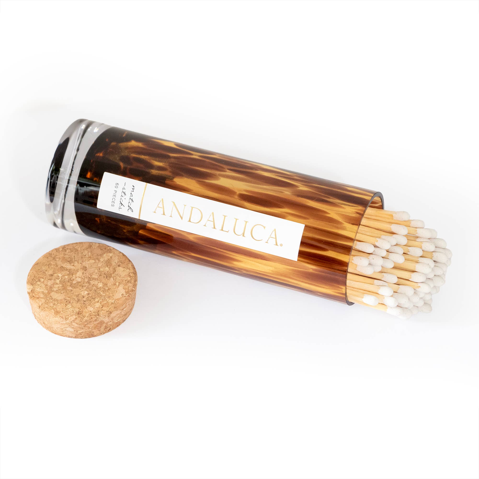 Tortoise Glass Jar with Cork Lid & 60 Wooden Matches