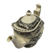 Load image into Gallery viewer, Pond Fishing Transferware Porcelain Teapot, 11"