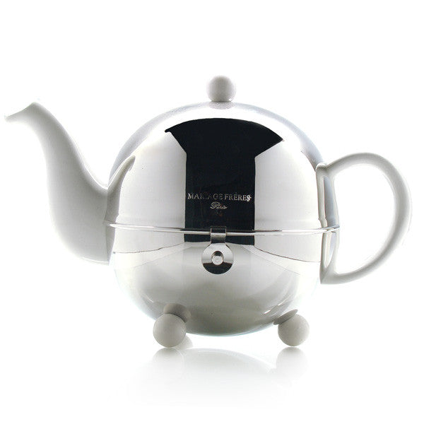 Large Art Deco 1930 Teapot - Isotherm Stoneware/White Enamel - Serves 7 Cups