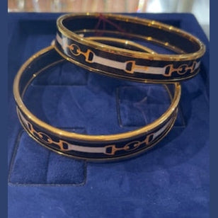 Halcyon Days Jewelry - Black and Gold Horse-link Bangle