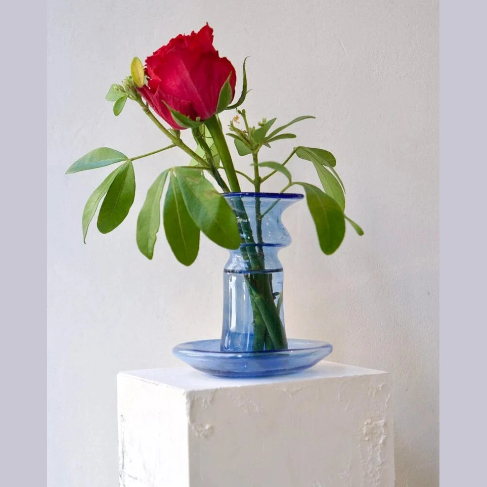 Light Blue Glass Candle Holder