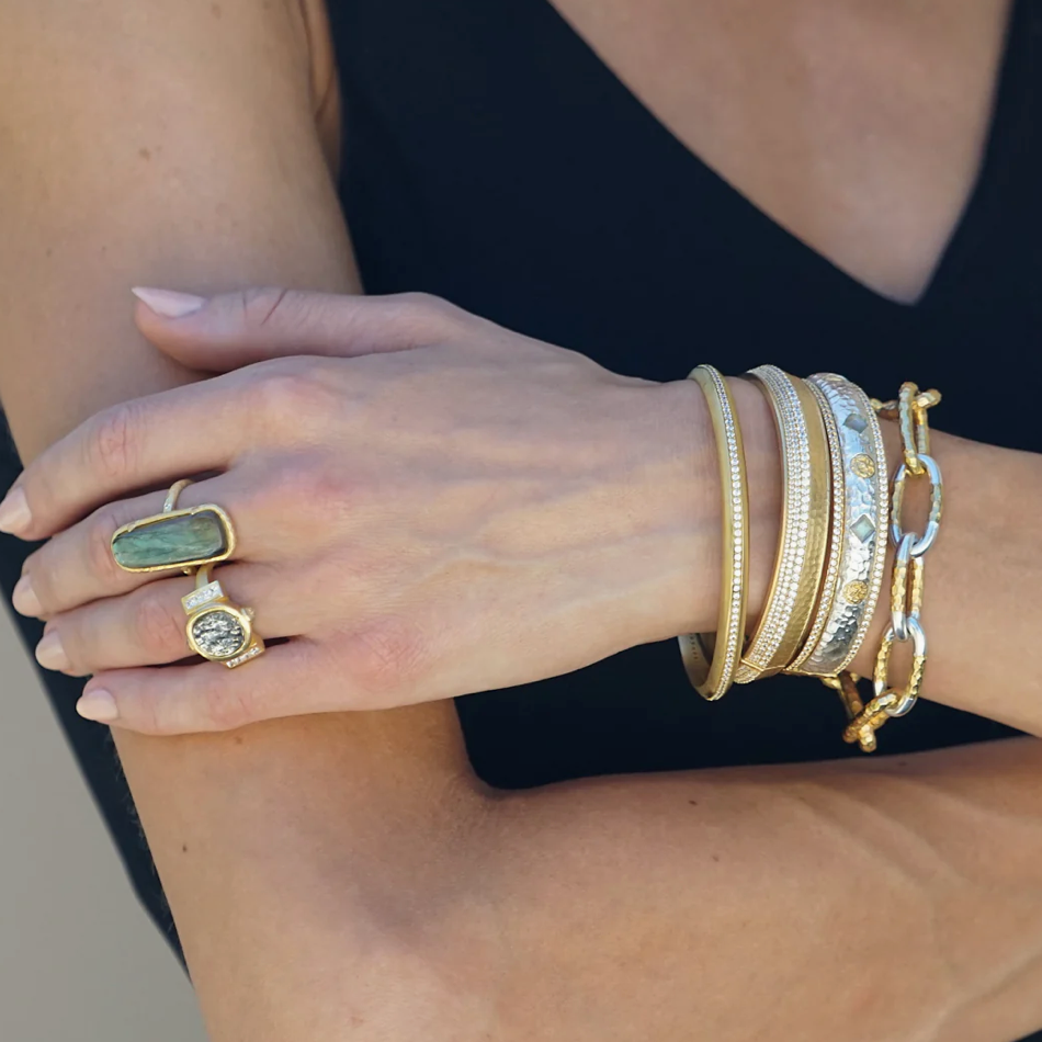 TAT2 Design - Gold Two-Tone Eli Hammered Chain Bracelet