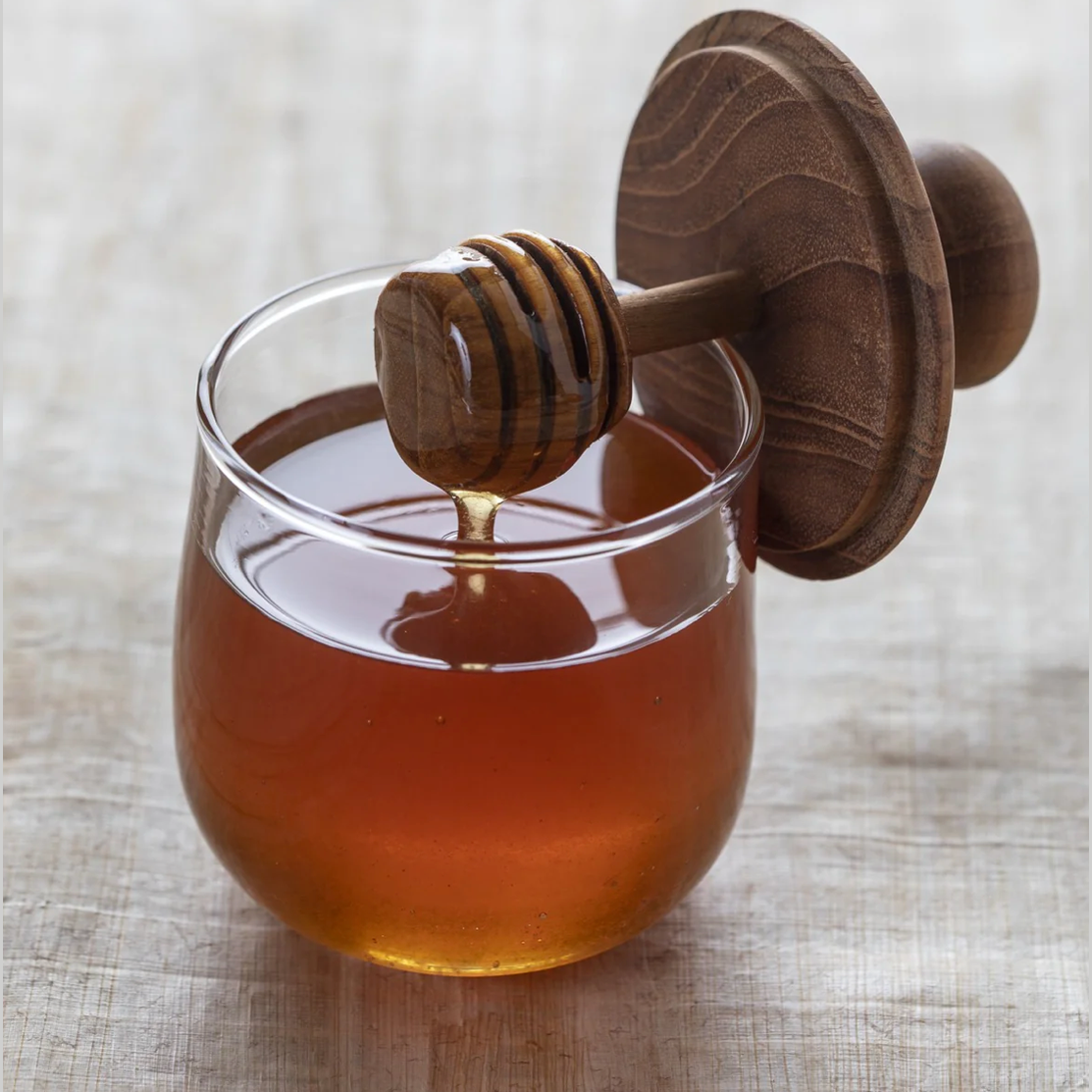 Be Home - Teak & Glass Honey Jar (Mini)