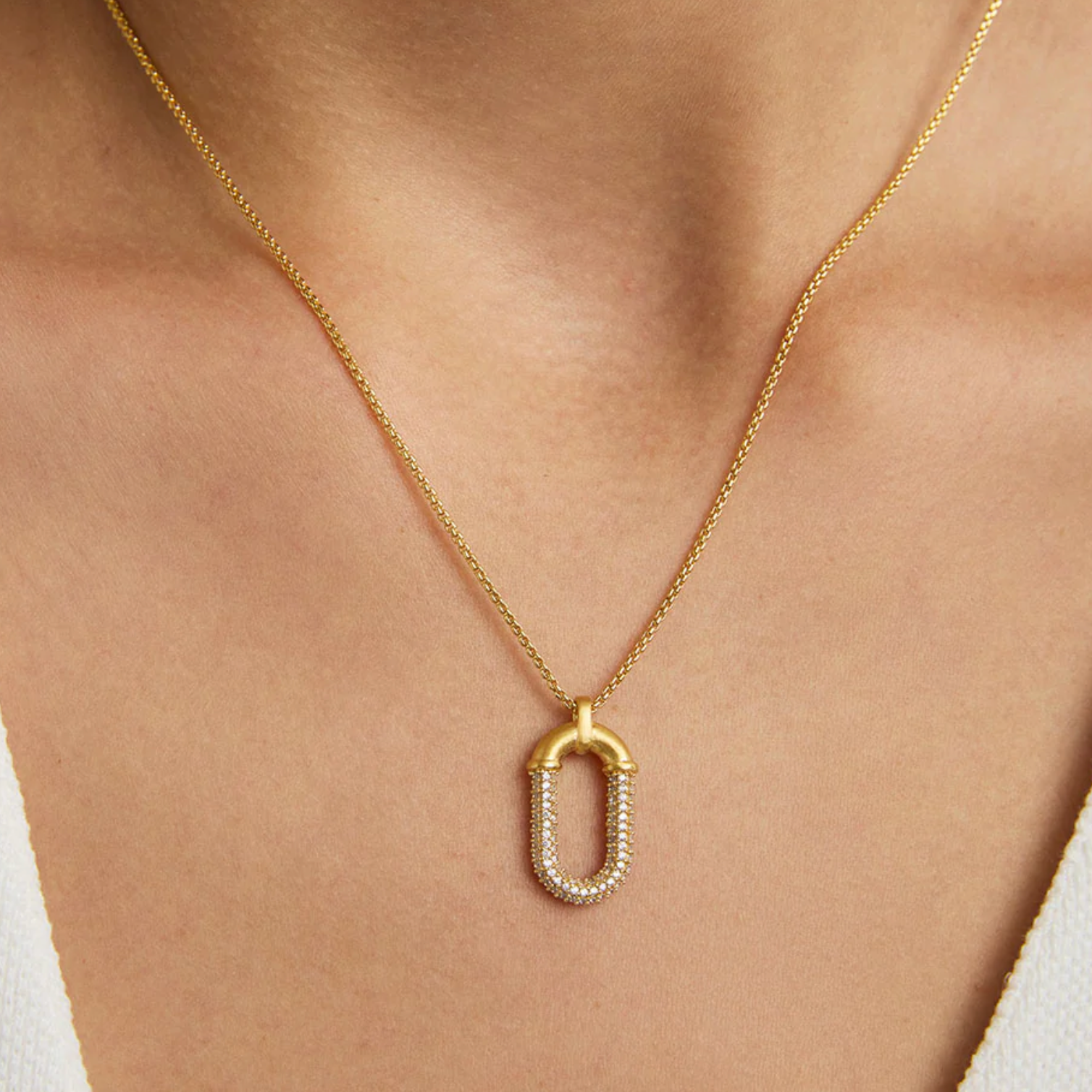 Solene Pavé Long Pendant Necklace