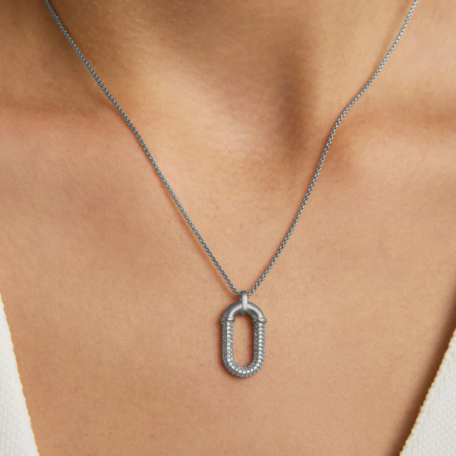 Solene Pavé Long Pendant Necklace