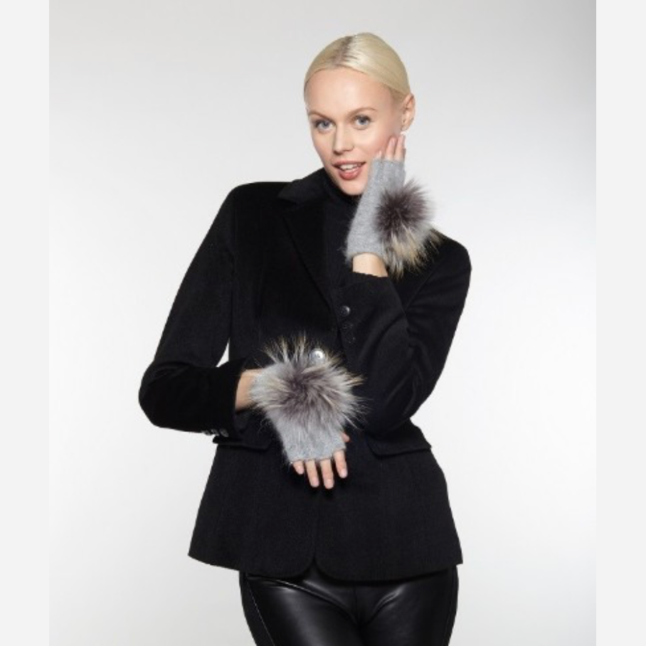 Linda Richards - Angora Fingerless with Pom Hand Warmers