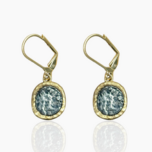 Load image into Gallery viewer, TAT 2 Design - Gold Pavia Coin & Frame Dangle Earrings