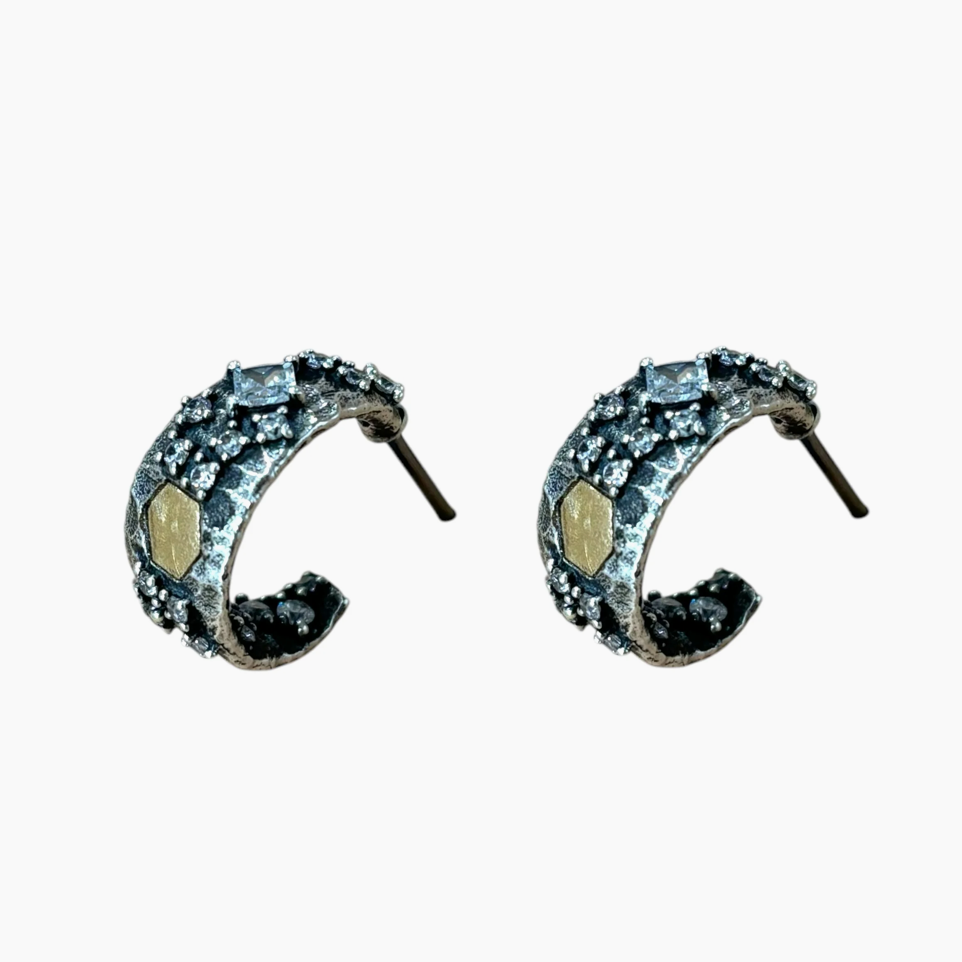 TAT 2 Design - Vintage Silver Mini Cosa Hoops