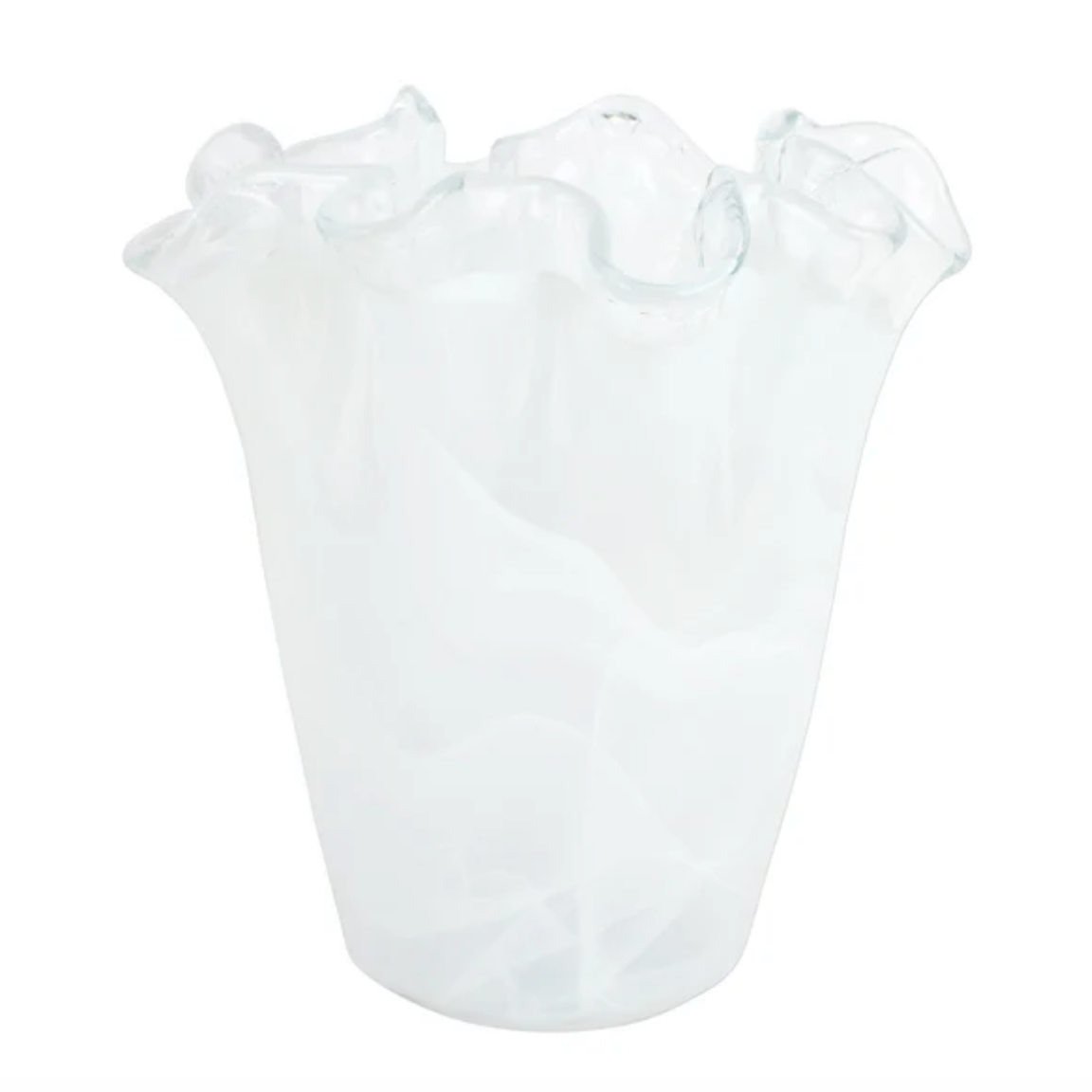 Vietri - Ondda Glass White Ruffed Vase