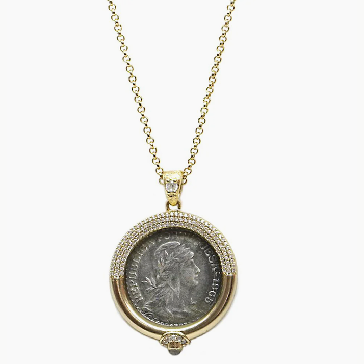 TAT 2 Design - Gold Frame Gold Escudo Necklace