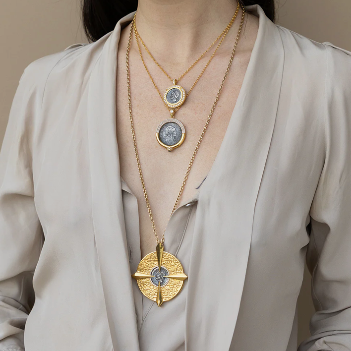 TAT 2 Design - Gold Frame Gold Escudo Necklace
