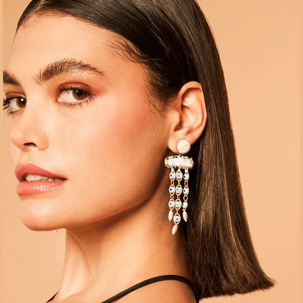 Deepa Gurnani - Helia Earrings Ivory