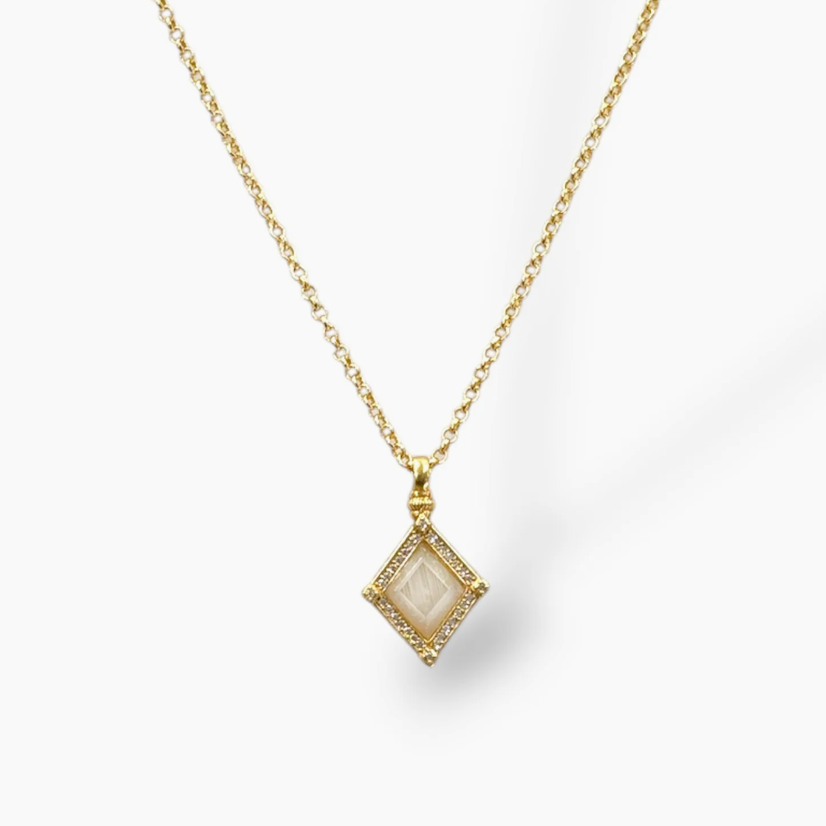 Gold Rainbow Moonstone Aviva Necklace