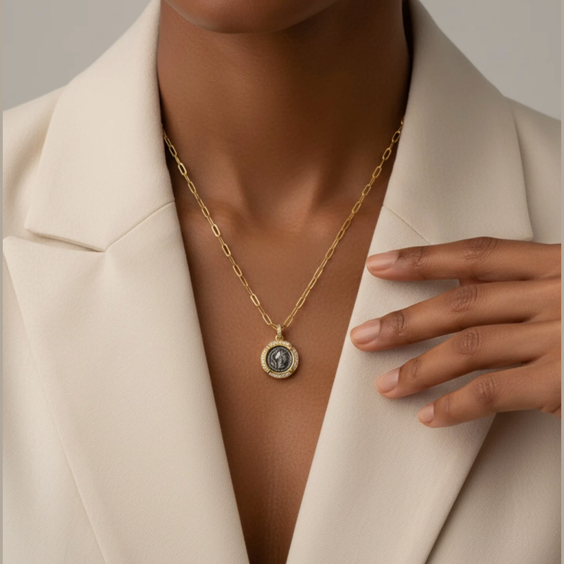 Gold Vela Coin Necklace
