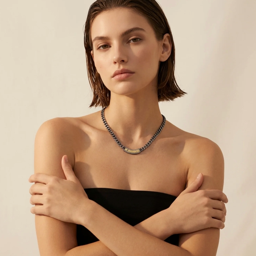 Vintage Silver Soleil ID Necklace