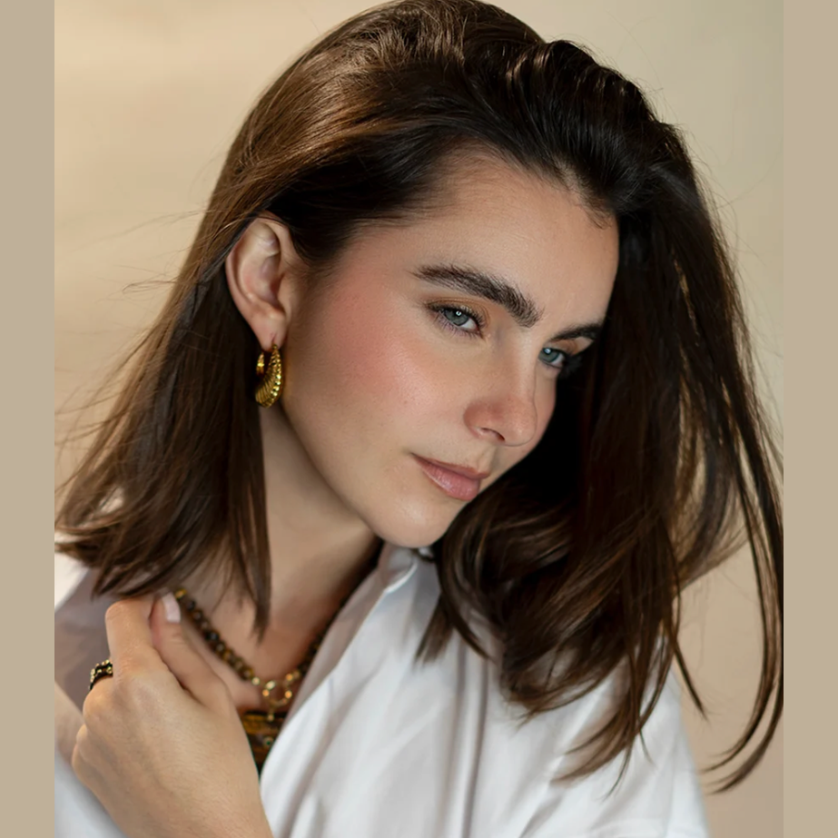 Gold-Scalloped Puff Hoop Earring
