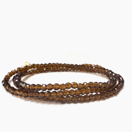 Mini Stretch Crystal Beaded Bracelet (Chocolate)
