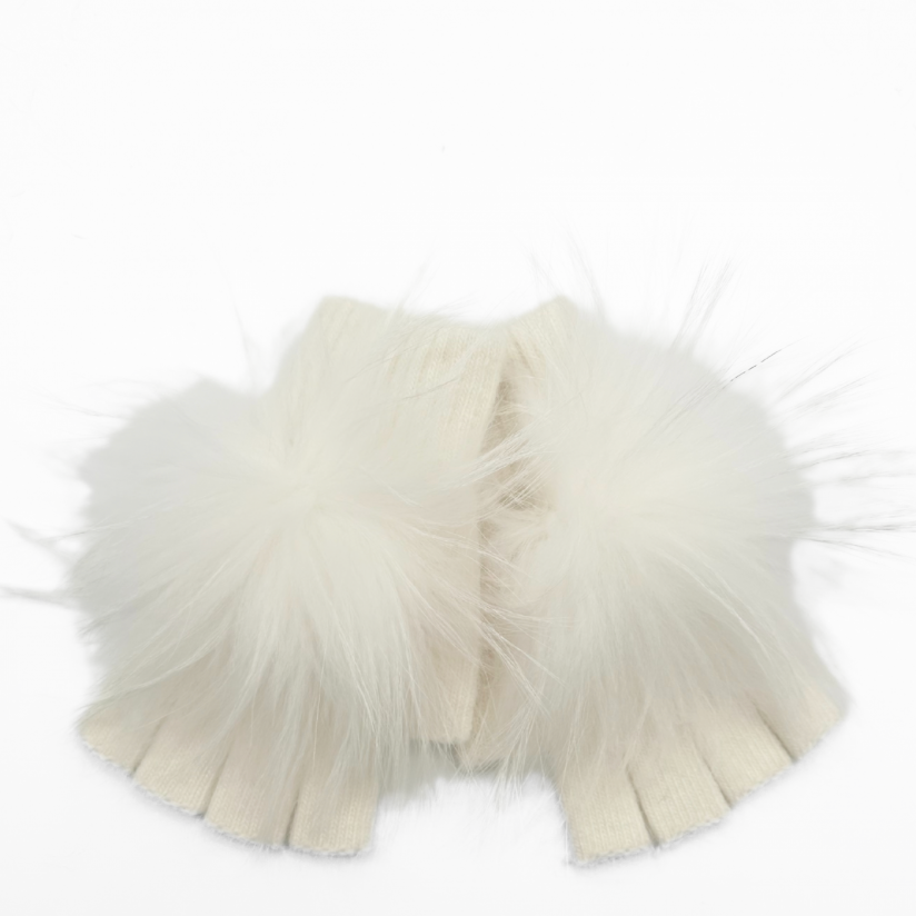 Linda Richards - Angora Fingerless with Pom Hand Warmers