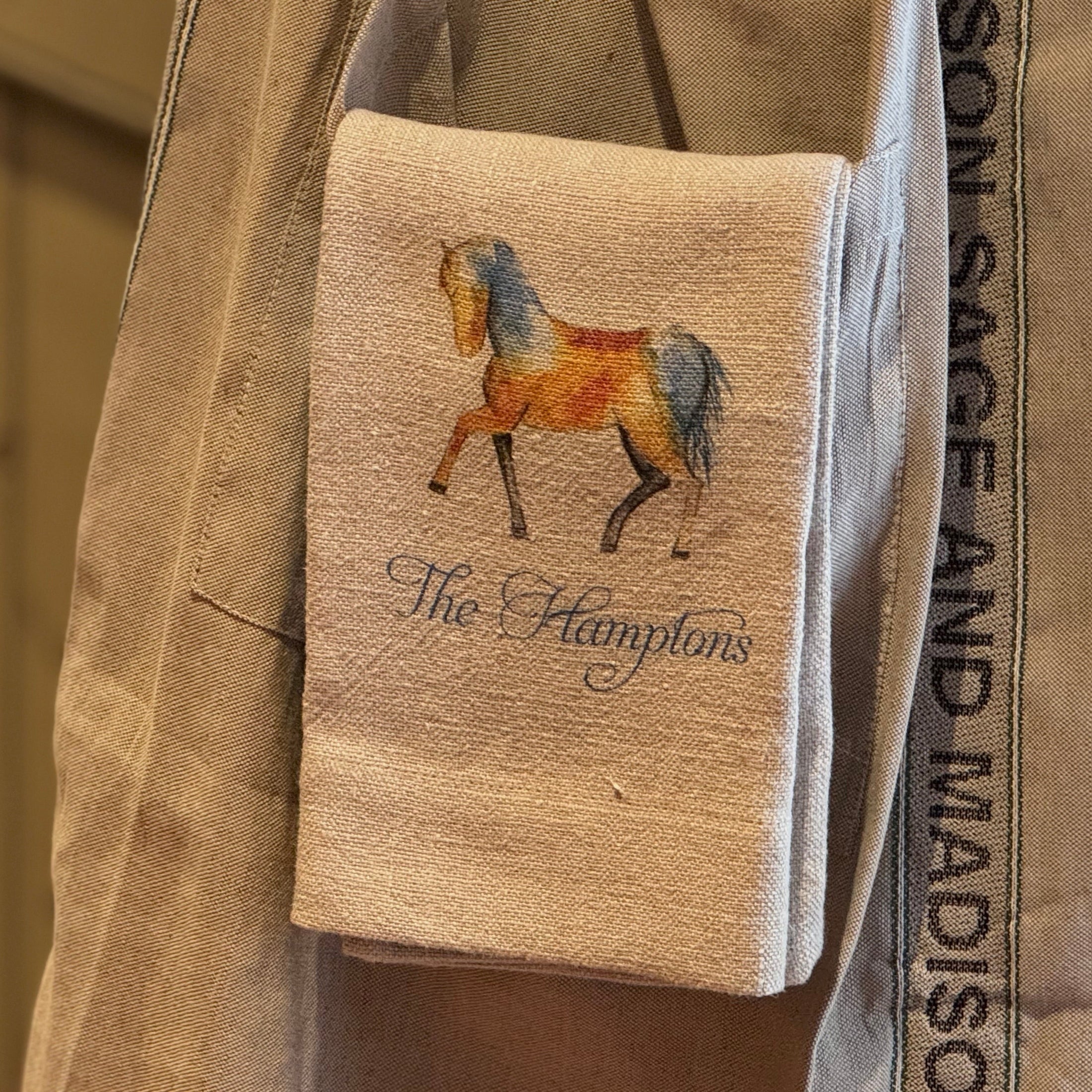 French Graffiti Natural Linen Hand Towels