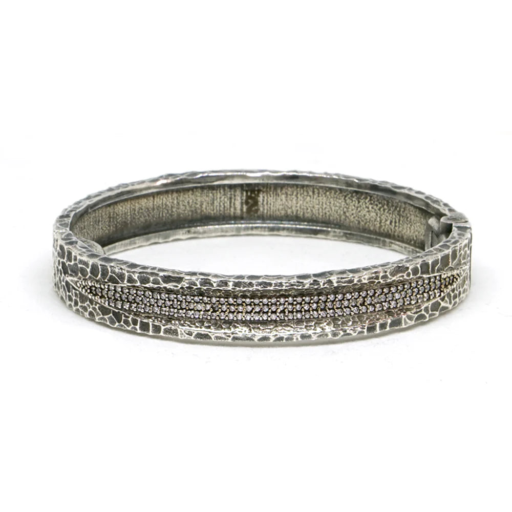 TAT2 Design - Vintage Silver Velen Crystal Inlay Bangle
