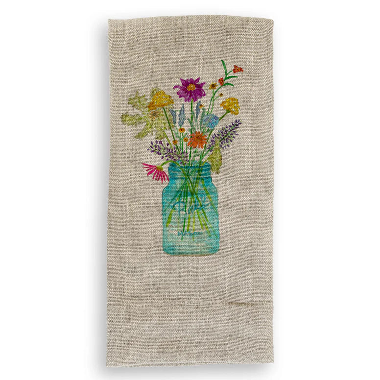 French Graffiti Natural Linen Hand Towels