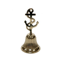 Load image into Gallery viewer, Solid Brass Anchor Hand Bell - Antique Vintage Style, 5-3/4"