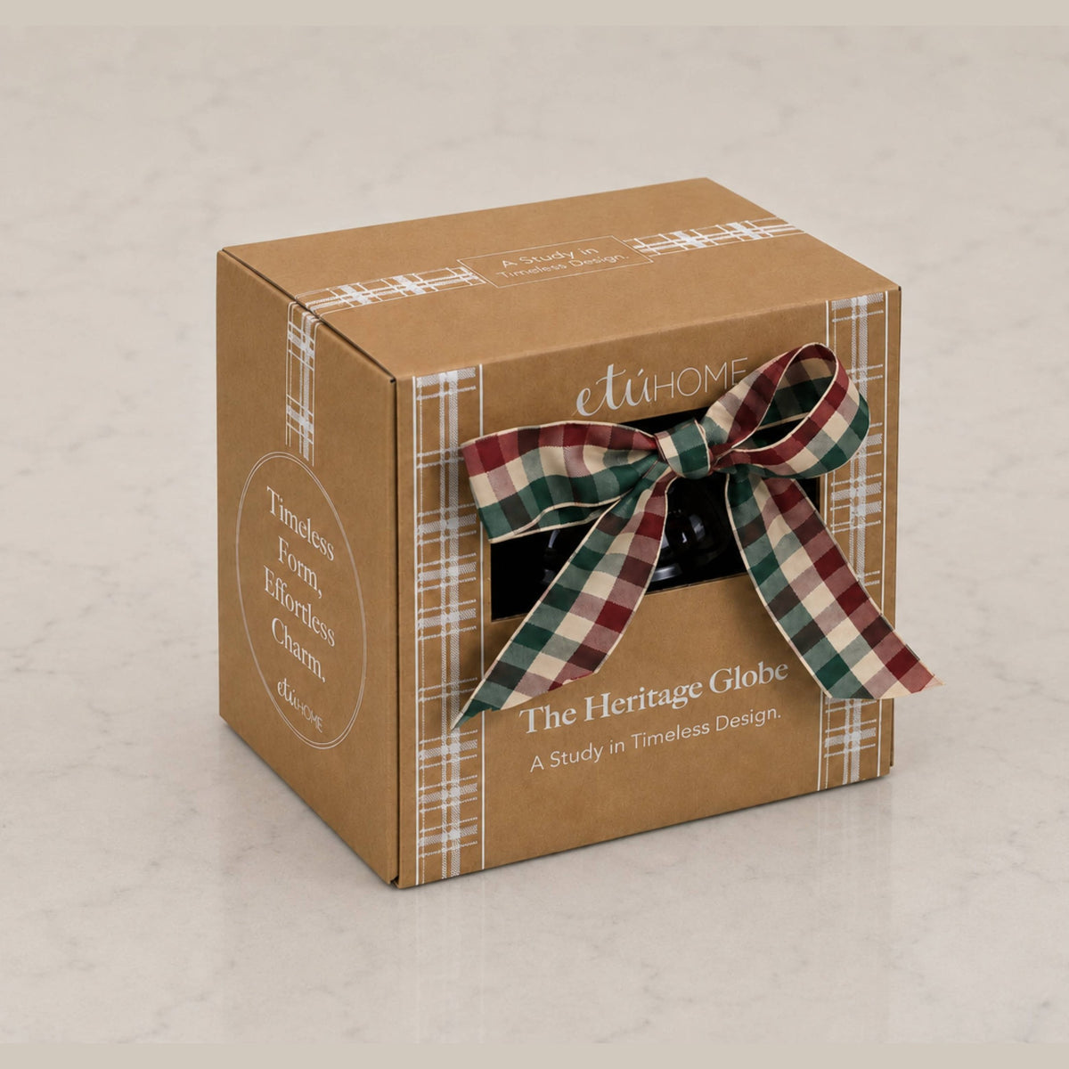 5" Glass Globe Ornament, Spruce Plaid