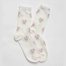 Load image into Gallery viewer, Vintage Floral Heart Crew Socks