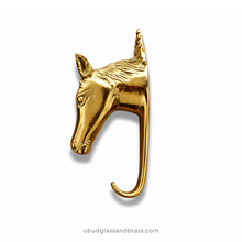 Load image into Gallery viewer, Brass Horse Wall Hook – Equestrian Tack Room & Nursery Decor Hook