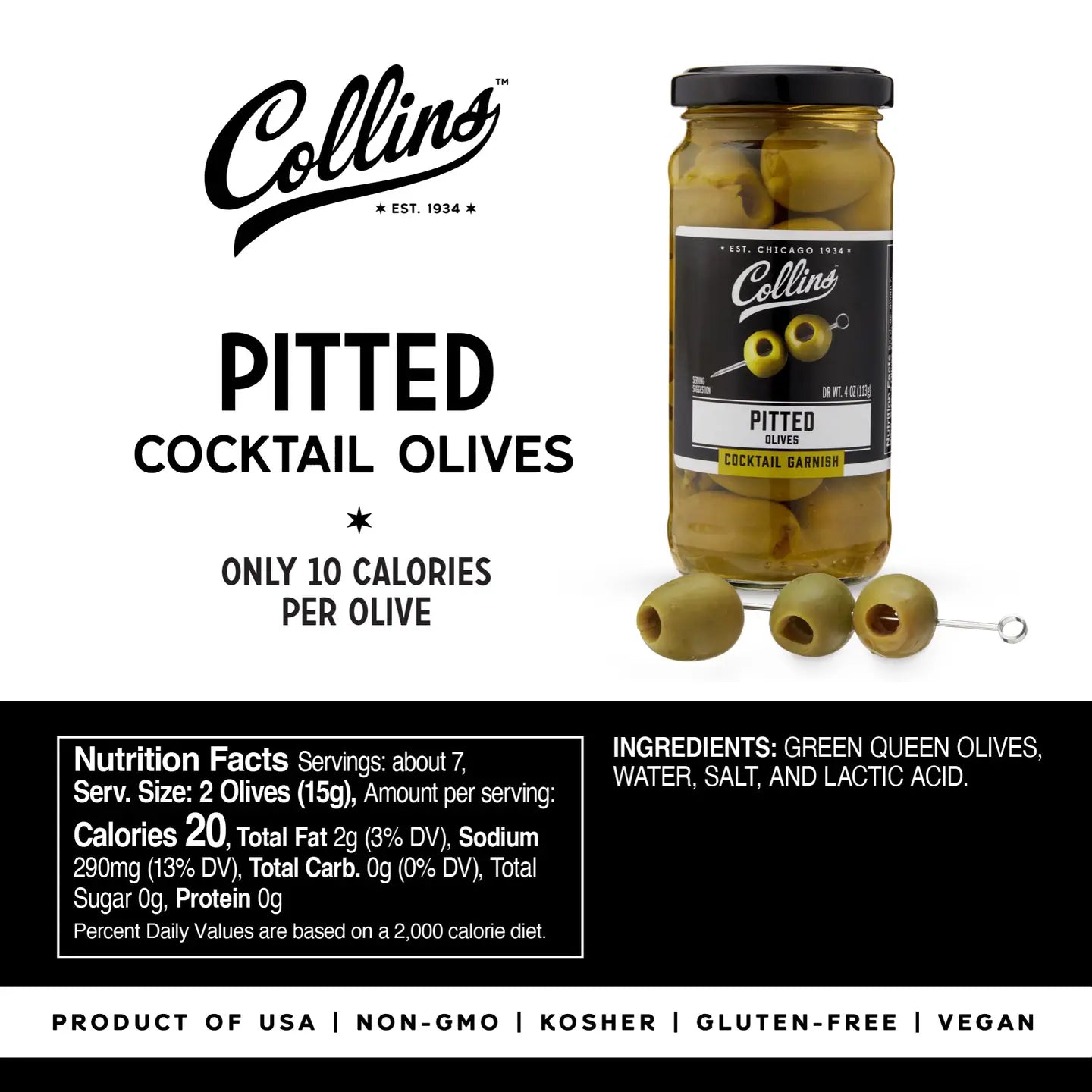 Gourmet Spanish Pitted Cocktail Olives - 4oz