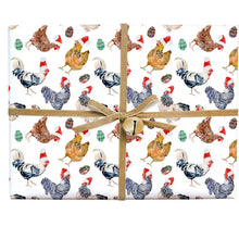 Load image into Gallery viewer, Christmas Chickens In Santa Hats Gift Wrap Roll - Wrapping Paper