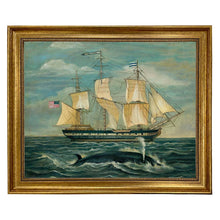 Load image into Gallery viewer, American Whaling Ship with Sperm Whale Vintage Painting Print