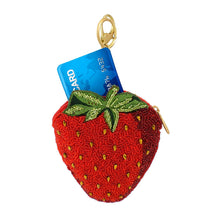Load image into Gallery viewer, Berry Beautiful Strawberry Beaded Coin Purse