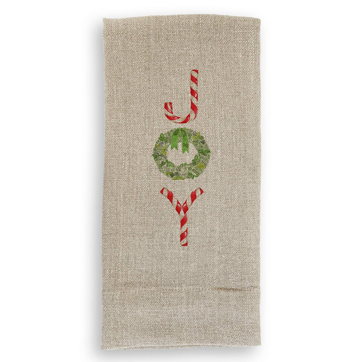 Joy with Candy Canes and Wreath Kitchen Towel