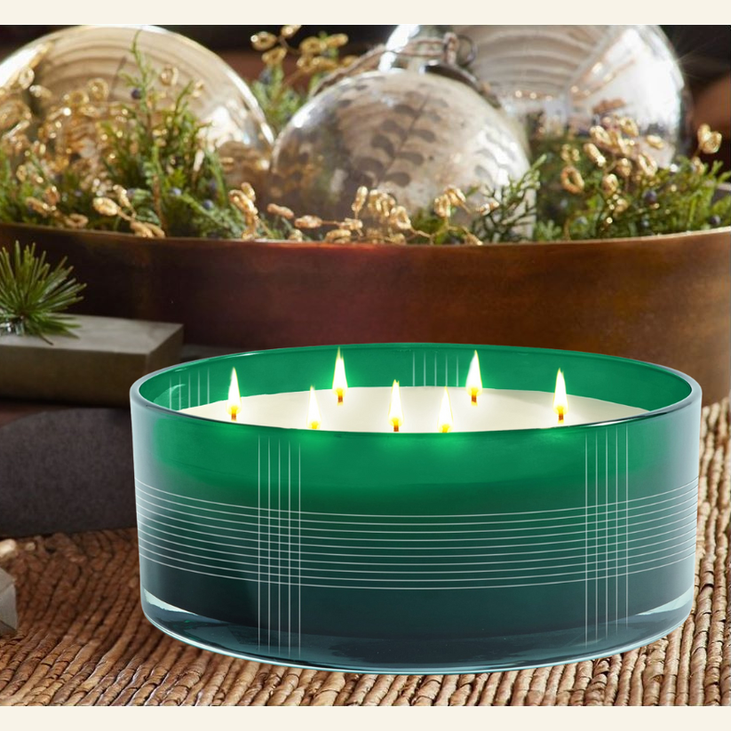 Mistletoe & Holly Plaid Centerpiece Candle