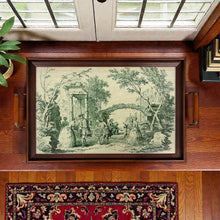 Load image into Gallery viewer, Green Toile de Jouy Wood and Glass Decorative Tray
