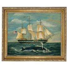 Load image into Gallery viewer, American Whaling Ship with Sperm Whale Vintage Painting Print