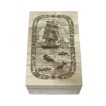 Load image into Gallery viewer, Whaling Adventure Etched Vintage Scrimshaw Bone Box, 5-1/4”