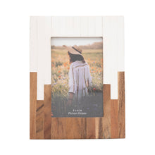 Load image into Gallery viewer, Resin Wood Casual Two-Tone Photo Frame - White, 4x6 in.