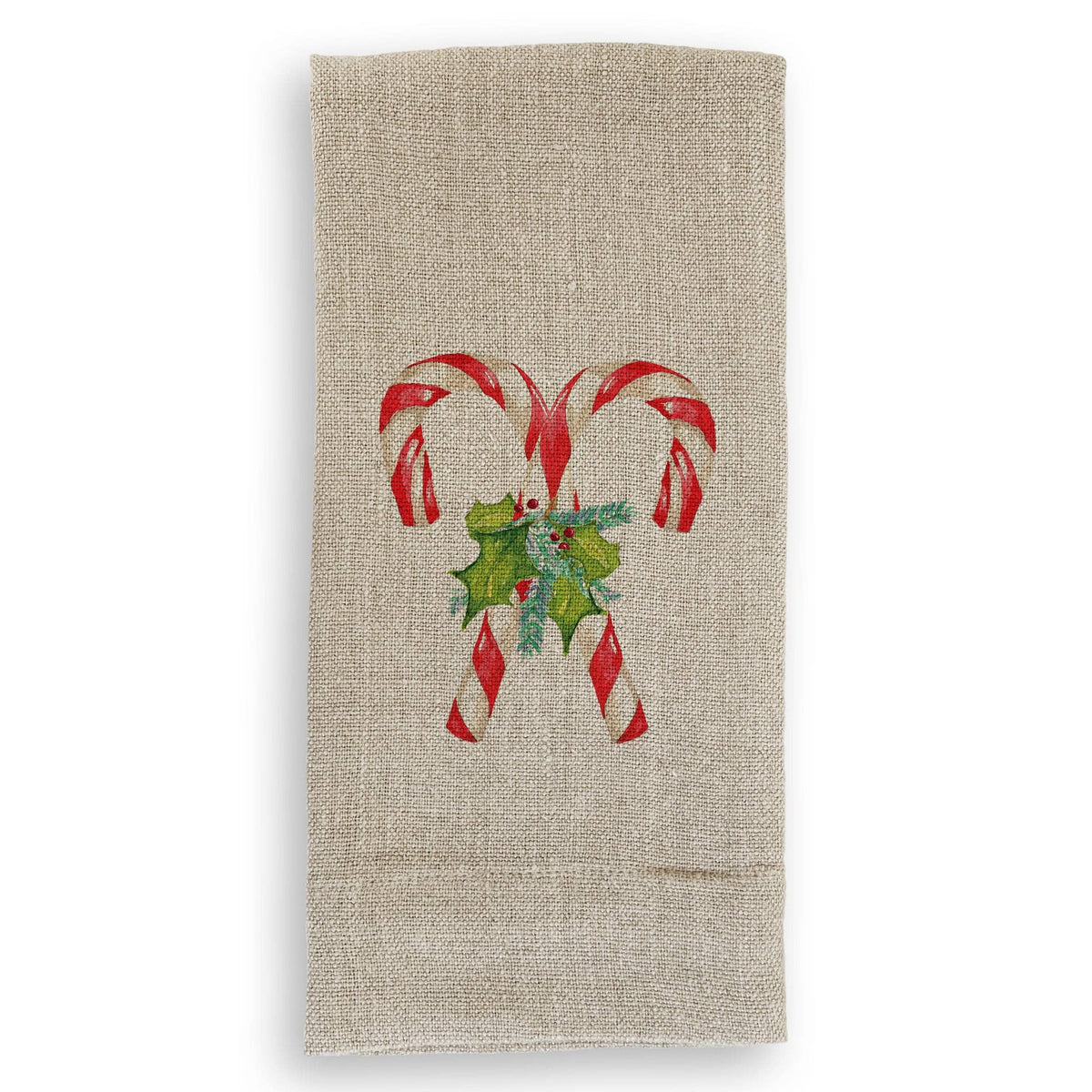 Candy Canes with Greens Kitchen Towel