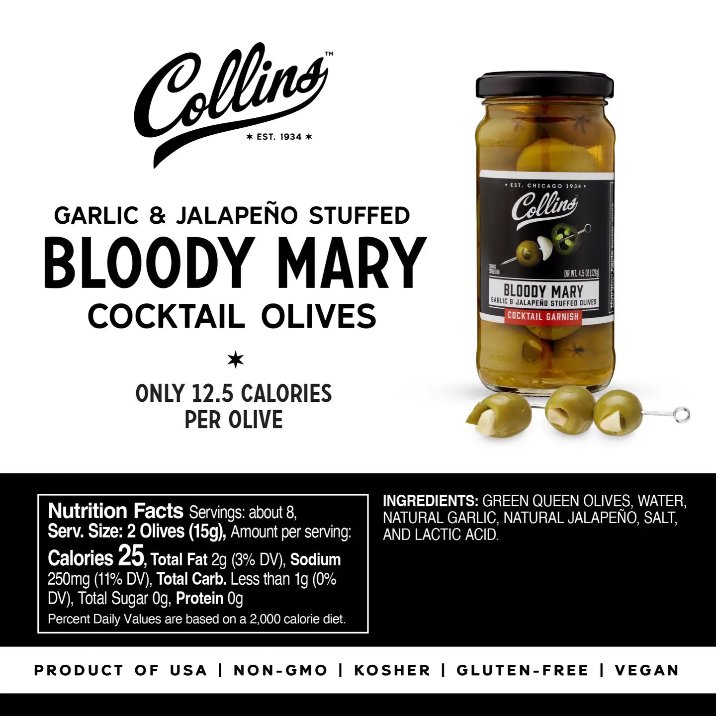 Gourmet Jalapeño & Garlic Stuffed Olives - 4.5oz