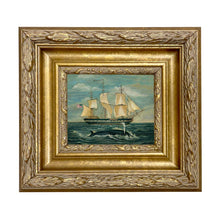 Load image into Gallery viewer, American Whaling Ship with Sperm Whale Vintage Painting Print