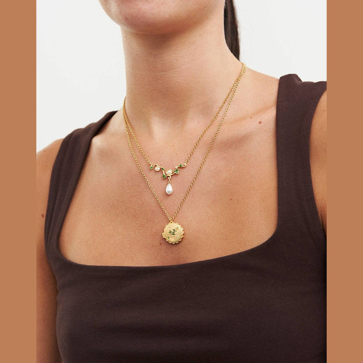 Ivy Blossom Locket Necklace