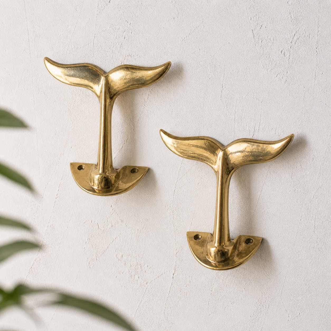 Brass Whale Tail Wall Hook (3 Sizes) β Coastal Bathroom Towel Hook, Nautical Wall Hook, Entryway Coat Hook, Beach House Decor