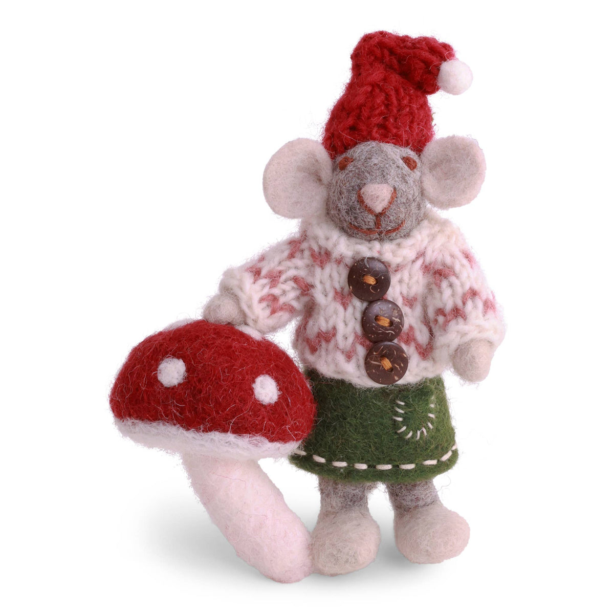 Small Grey Girly Mouse w/Mushroom