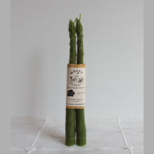 Load image into Gallery viewer, Asparagus Beeswax Candle Taper Pair