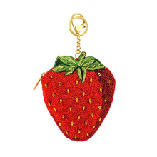Load image into Gallery viewer, Berry Beautiful Strawberry Beaded Coin Purse