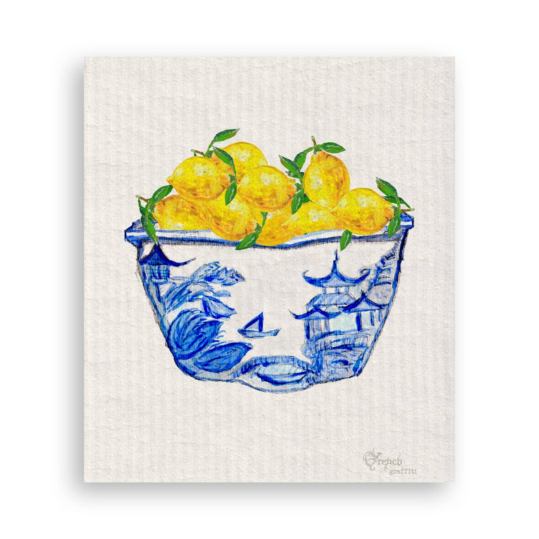 Blue & White Bowl with Lemons